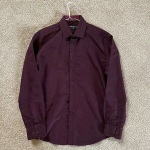 Men's Slim-Fit Non-Iron Performance Stretch Dot-Print Dress Shirt